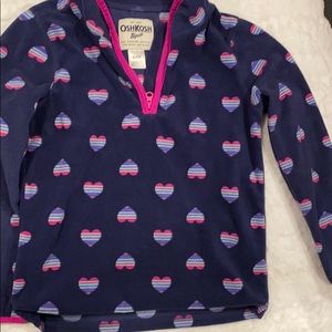 Blue pink heart fleece
